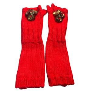 Valentines Red Knit Gloves